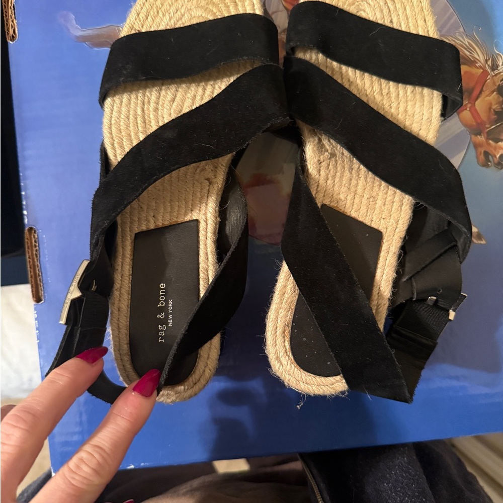 Rag & Bone Black and Tan Espadrille Sandals